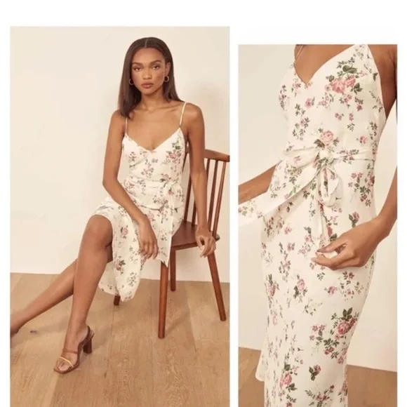 Reformation Cream Dress with Pink and Green Florals - Picture 2 of 14